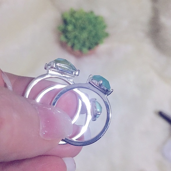 Lovely Sparkling Teal Silver Stacker3️⃣Rings Set - Picture 4 of 11